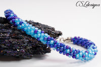 Ombre beaded kumihimo bracelet ⎮ Blue