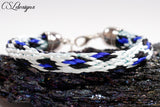 Leopard print kumihimo bracelet ⎮ Blue