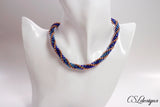 Ombre metallic stripes beaded kumihimo necklace ⎮ Blue and copper