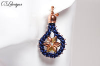 Starry diamonds kumihimo earrings ⎮ Blue and copper