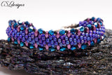 SuperDuo beaded kumihimo bracelet ⎮Blue and purple