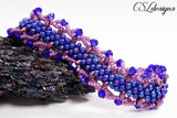 Laced edge beaded kumihimo bracelet ⎮Blue and purple