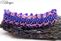 Laced edge beaded kumihimo bracelet ⎮Blue and purple