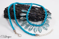 Drop kumihimo necklace ⎮Blue and silver