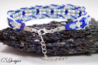 Woven macrame bracelet ⎮ Blue and silver