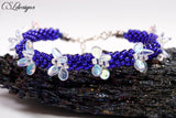 Butterflies beaded kumihimo bracelet ⎮ Blue and clear AB