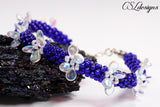Butterflies beaded kumihimo bracelet ⎮ Blue and clear AB