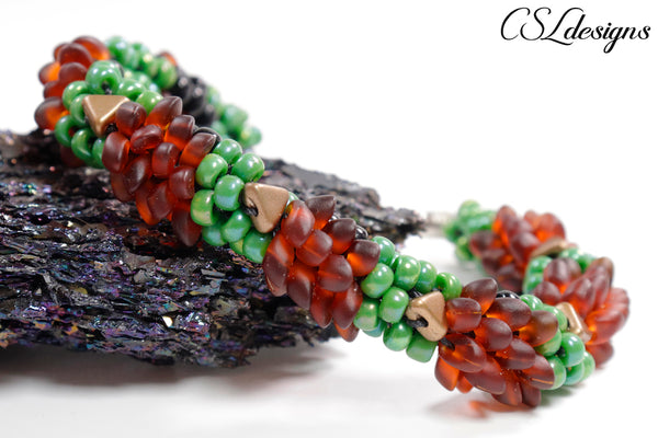 Hedgehog beaded kumihimo bracelet ⎮ Multicolour