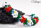 Water lilies beaded kumihimo bracelet ⎮ Multicolour