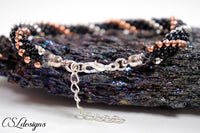 Metallic stripes kumihimo bracelet ⎮ Black, copper and silver
