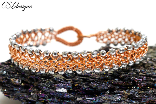 3 strand braid wire woven bracelet ⎮ Copper and silver