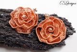 Rose wirewoven earrings ⎮ Copper and silver