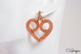 Heart wire kumihimo earrings ⎮ Copper
