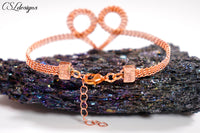 Heart wire kumihimo bracelet ⎮ Copper