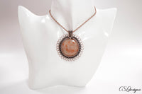 Sunburst wirework cabochon necklace ⎮ Copper