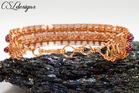 Wire woven kumihimo bracelet ⎮ Copper and red