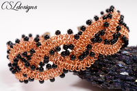 Beaded braided wire macrame bracelet ⎮ Copper and black