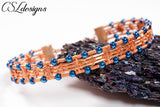 Elegant diamonds wirework bracelet ⎮ Copper and blue