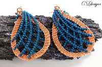 Waterfall wire kumihimo earrings ⎮ Copper and blue