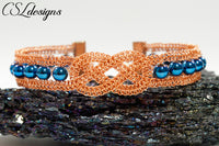 Celtic knot wire macrame bracelet ⎮ Copper and blue
