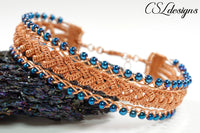 Triple braid wirework bracelet ⎮ Copper and blue
