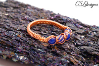 Candy spirals wirework ring ⎮ Copper and blue