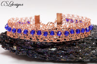 Wire crochet beaded bracelet ⎮ Copper and blue 1