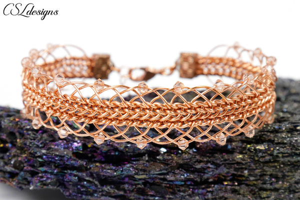 Laced wire kumihimo bracelet ⎮ Copper