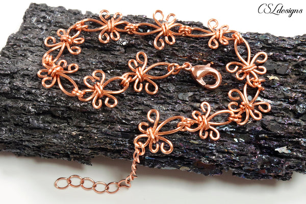 Fleur De Lis wirework chain bracelet ⎮ Copper