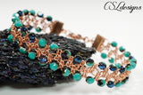 Alternating square knot wire macrame bracelet ⎮ Copper, blue and green
