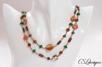 Long rose necklace ⎮ Copper and multicoloured