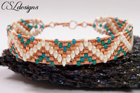 Aztec wirework bracelet ⎮ Copper, green and white