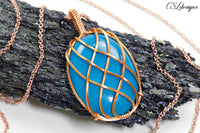 Celtic lace wirework necklace⎮ Copper and light blue
