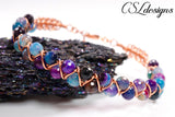 Goddess wire macrame bracelet ⎮ Copper and multicoloured