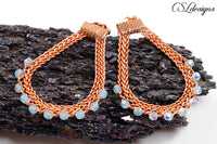 Edgy wire kumihimo earrings ⎮Copper and blue