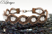 Beaded twisted wire kumihimo bracelet ⎮ Copper oxidised