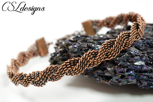 Twisted wire kumihimo bracelet ⎮ Copper oxidised