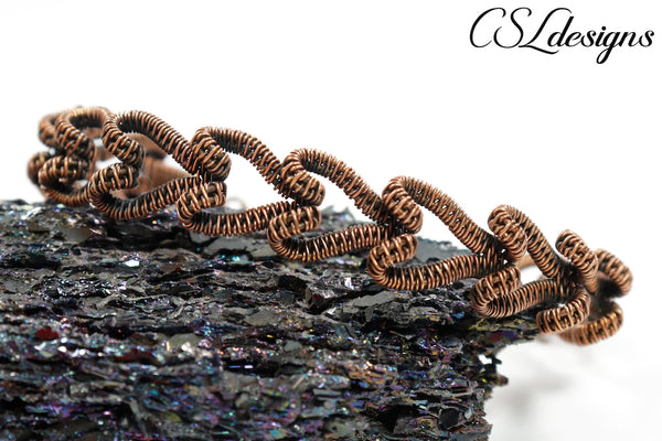 3D hearts wirework bracelet ⎮ Copper oxidised