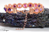 Beaded twisted wire kumihimo bracelet ⎮ Copper and purple
