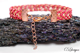 Chevron wire kumihimo bracelet ⎮ Copper and pink
