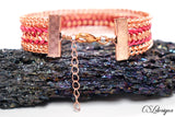Framed wire kumihimo bracelet ⎮ Copper and pink