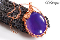 Roses wirework cabochon necklace ⎮ Copper and purple