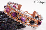 Fancy wire macrame bracelet ⎮ Copper, purple and silver
