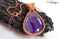 Zig zag wirework cabochon necklace ⎮ Copper and purple
