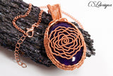 Rose wirework cabochon necklace ⎮ Copper and purple