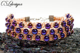 Triple row wire macrame bracelet ⎮ Copper and purple