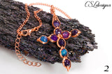 Egyptian style cross wirework necklace ⎮ Copper and multicoloured
