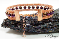 Framed wire kumihimo bracelet ⎮ Copper and purple