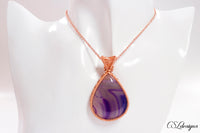 Zig zag wirework cabochon necklace ⎮ Copper and purple