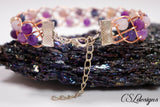 Inside beaded wirework braided bracelet ⎮ Copper and purple